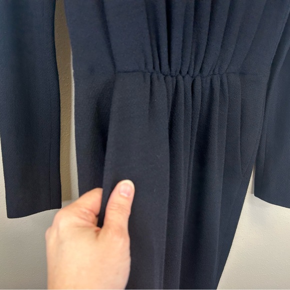 Vintage Donna Karan 6 Elegant Dark Navy Knit Dress Shoulder Pads 100% wool soft - Picture 6 of 16